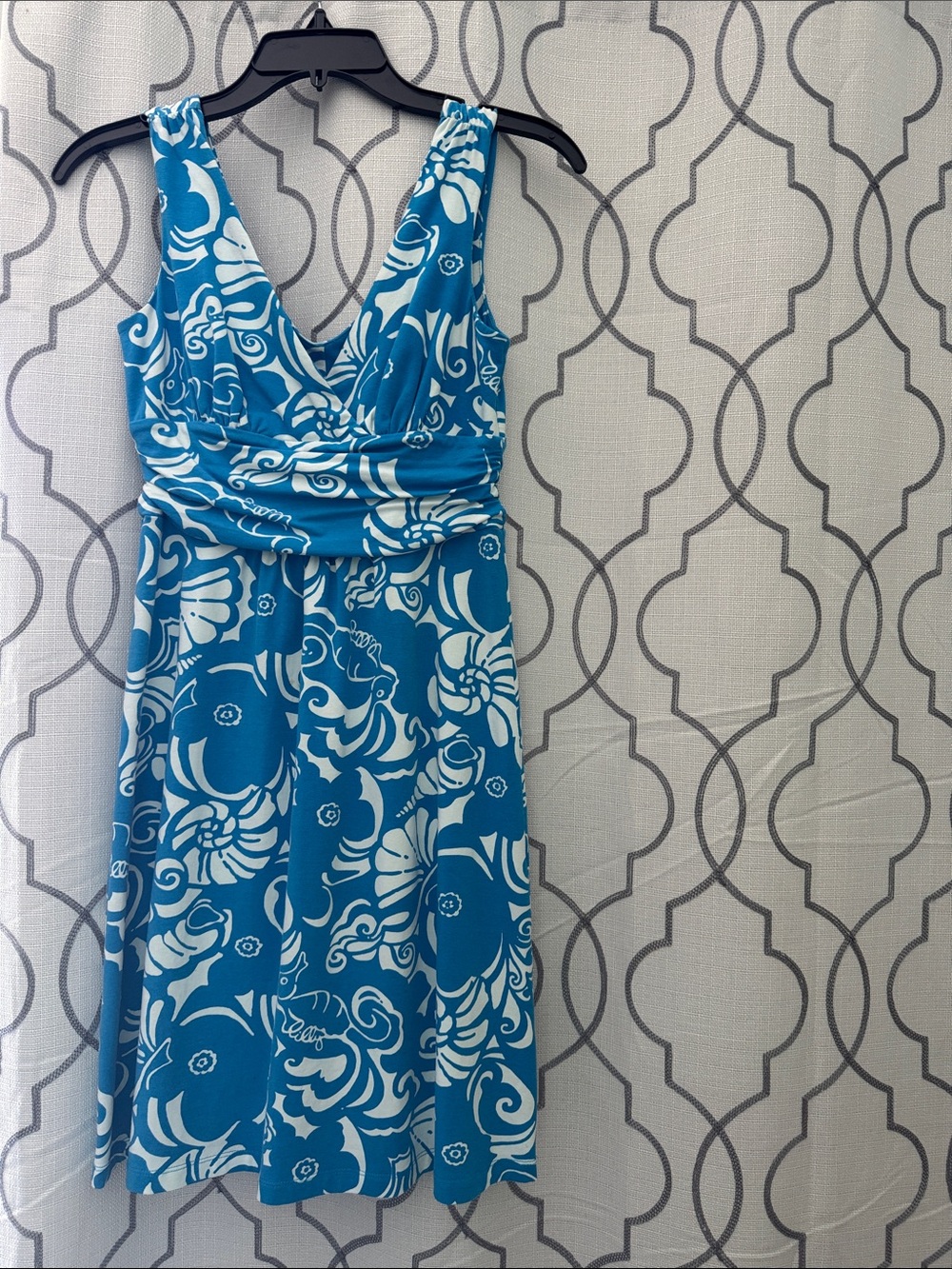 Lilly Pulitzer Turquoise & White Floral V-Neck Dress